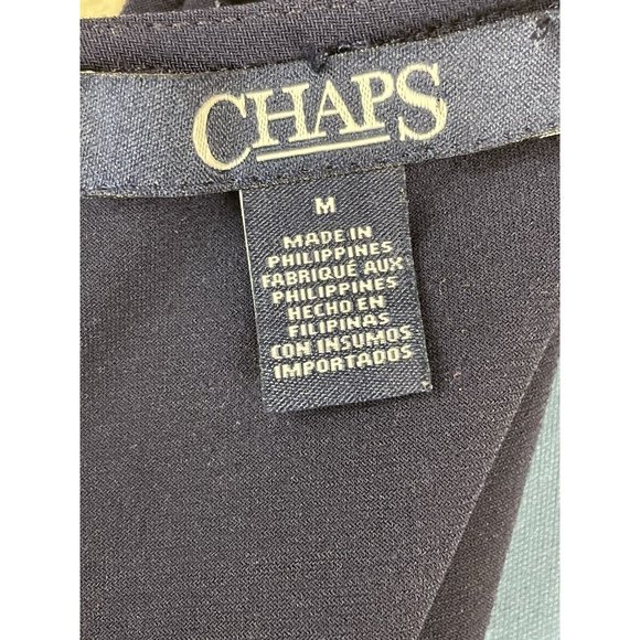 Chaps Dress Women Size Medium Midi Length Grecian Draped Bodice Blue On Blue - Picture 7 of 15